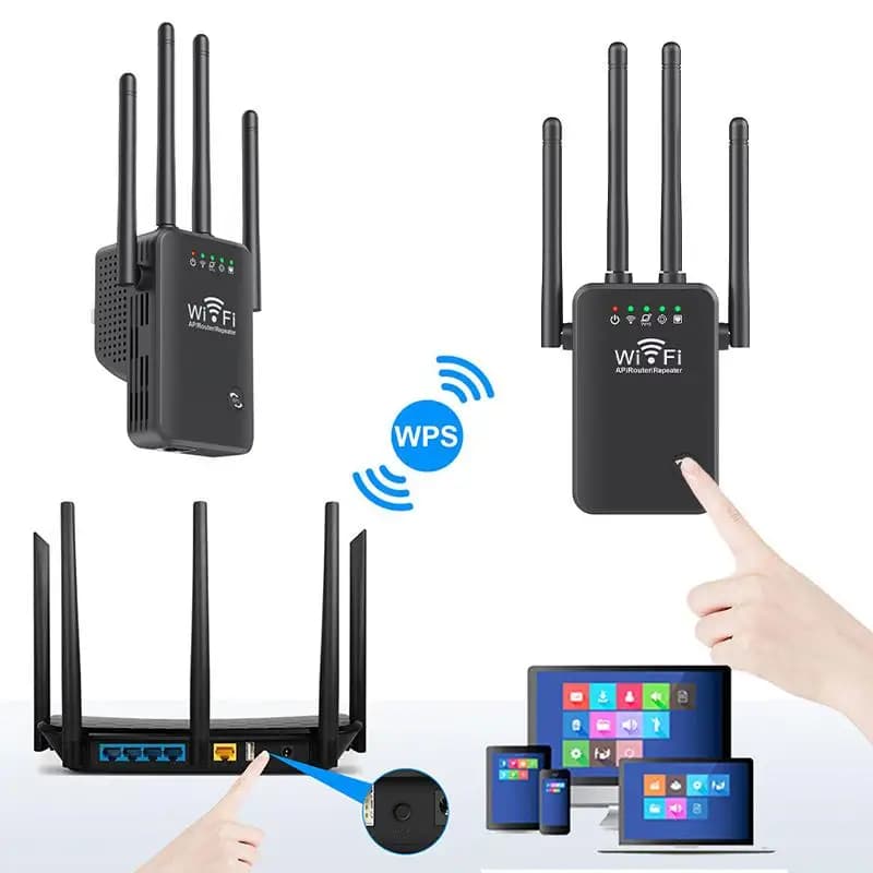 Ripetitore WiFi 2.4G, Amplificatore di Segnale Wireless 300Mbps con 4 Antenne a Lungo Raggio e Porta Ethernet per Casa