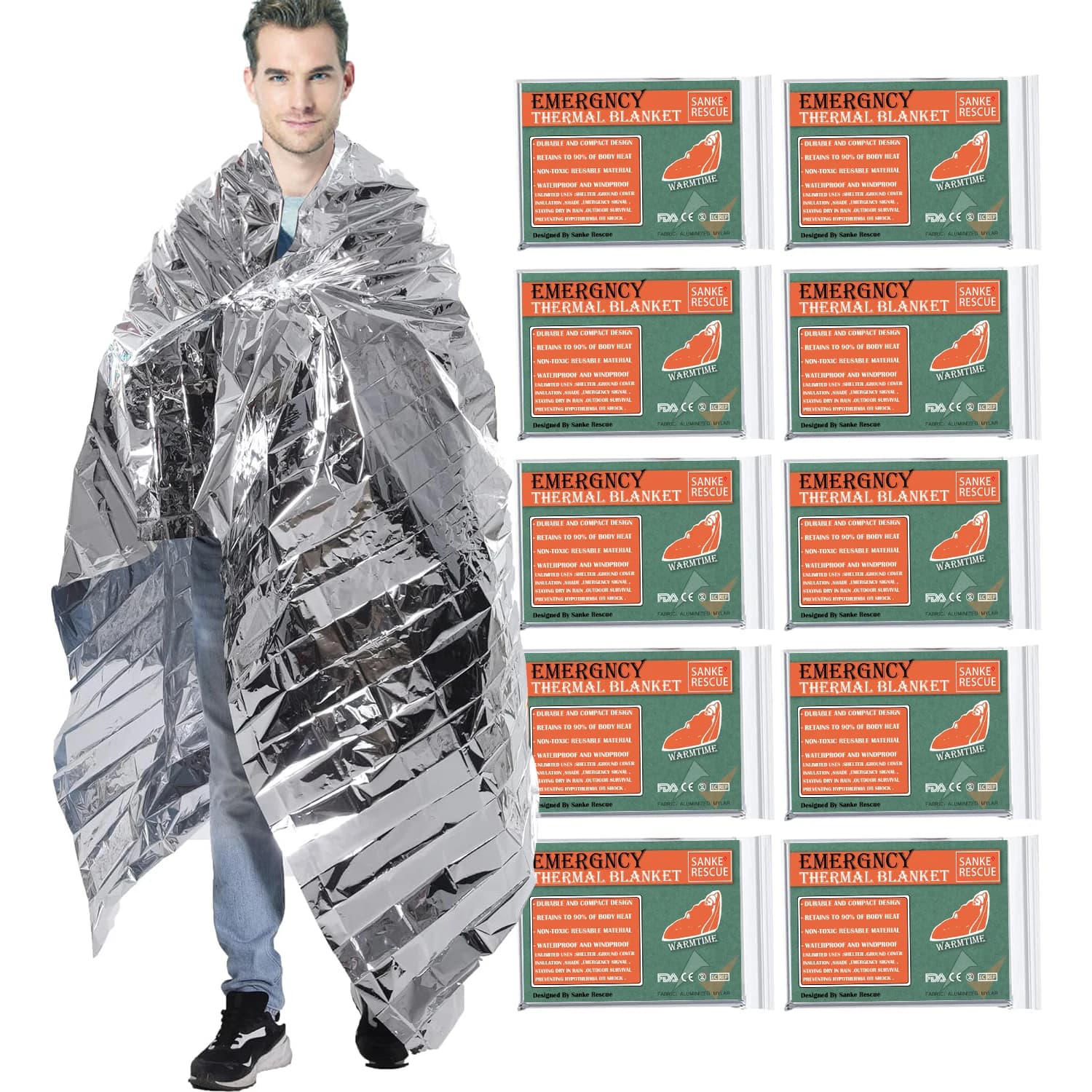 130/160*210CM Coperta di emergenza Kit di pronto soccorso di salvataggio a bassa temperatura Coperta isolante Salvavita Isolamento caldo Sopravvivenza Edc