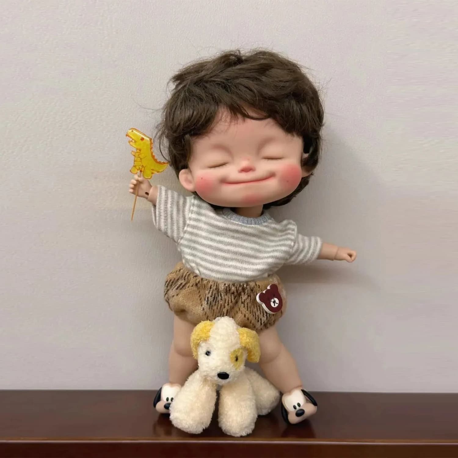 Preordine Feisi Bjd Doll 1/6 bambola nuda Anime piccolo viso grasso occhi chiusi sorriso espressione testa bambole snodabili