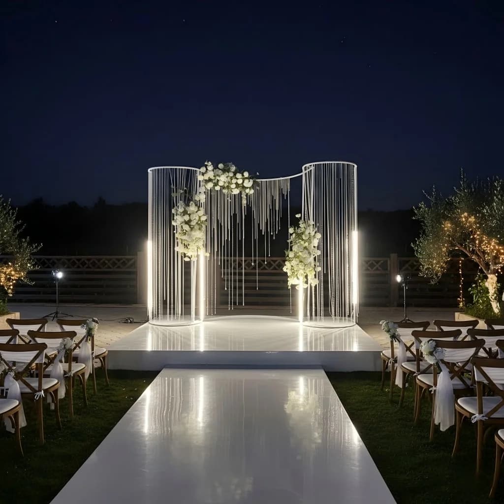 Bridal Arch with Metal Beads Tent, Floral Structure for Background, for Cerimonies, Feste, Events, Home and Garden Decorations