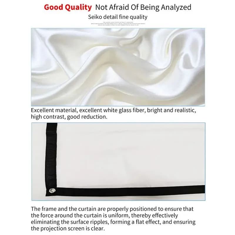 Super Sale Portable Projector Screen for Home Theater Outdoor HD White Foldable Anti-Crease (84Inch)
