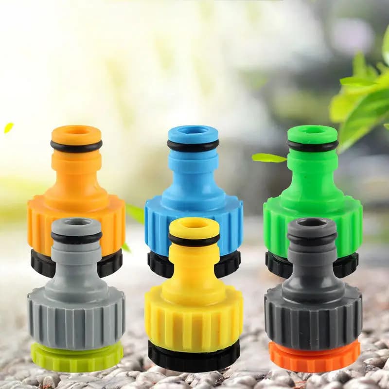 Set of 5 Plastic Connectors for Garden Pipes 3/4'', Quick Adapters for Irrigation and Washing Cars