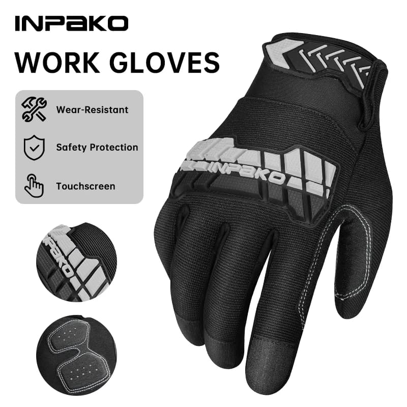 INPAKO Work Gloves Wear-Resistant Safety Protection Gloves Single Finger Touchscreen Household Work Gloves Reusable