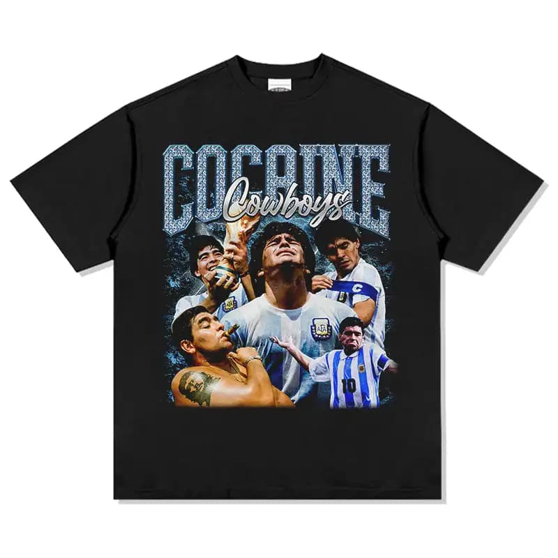 Diego Maradona cotton men's football Tshirt Argentina jersey 1986 champion Commemorative shirt Summer Unisex Short Sleeve shirt