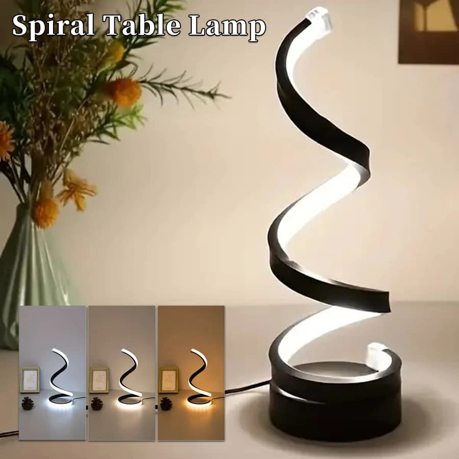 Luce notturna a LED Lampada da tavolo moderna a spirale dimmerabile Lampade da comodino per camera da letto Luci notturne per soggiorno Comodino per ufficio Scaffale