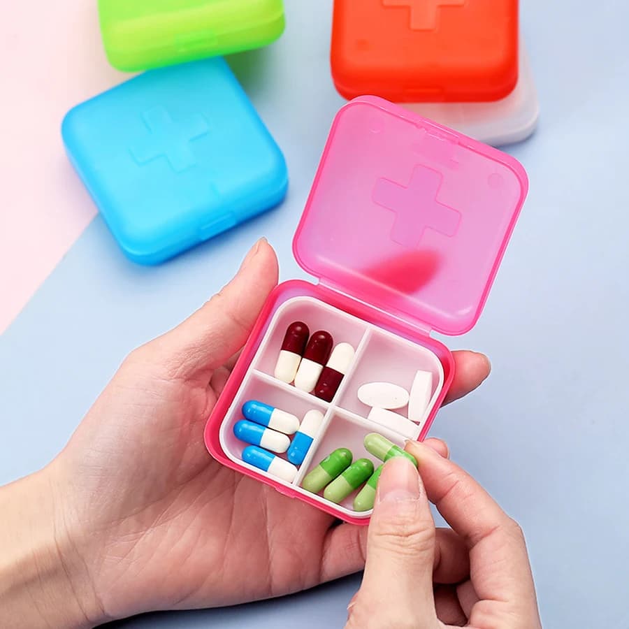 Mini 4-part rack, Travel Laptop Organizer, Compact Box for Vitamins and Supplements