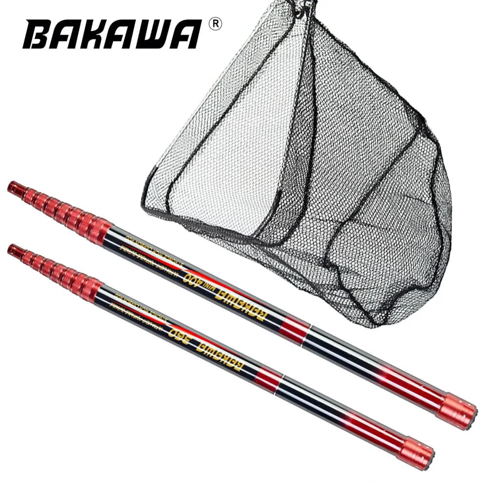 BAKAWA Rete da pesca Telescopica Pieghevole Guadino Palo Leggero Carpa Carbonio Pieghevole Mare Mano Dip Net 3M/4M/2.1M Attrezzatura