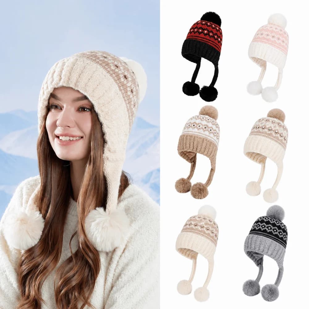 Casual Windproof Ear Protection Hat Cold Protection Warm Lining Pullover Cap Beanies Cap Outdoor Sports