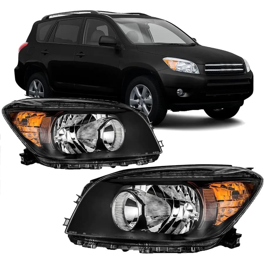 Group lighthouses compatible with 2006 2007 2008 Rav4 Black Set of spare pairs for headlights for driver and passenger side Enha