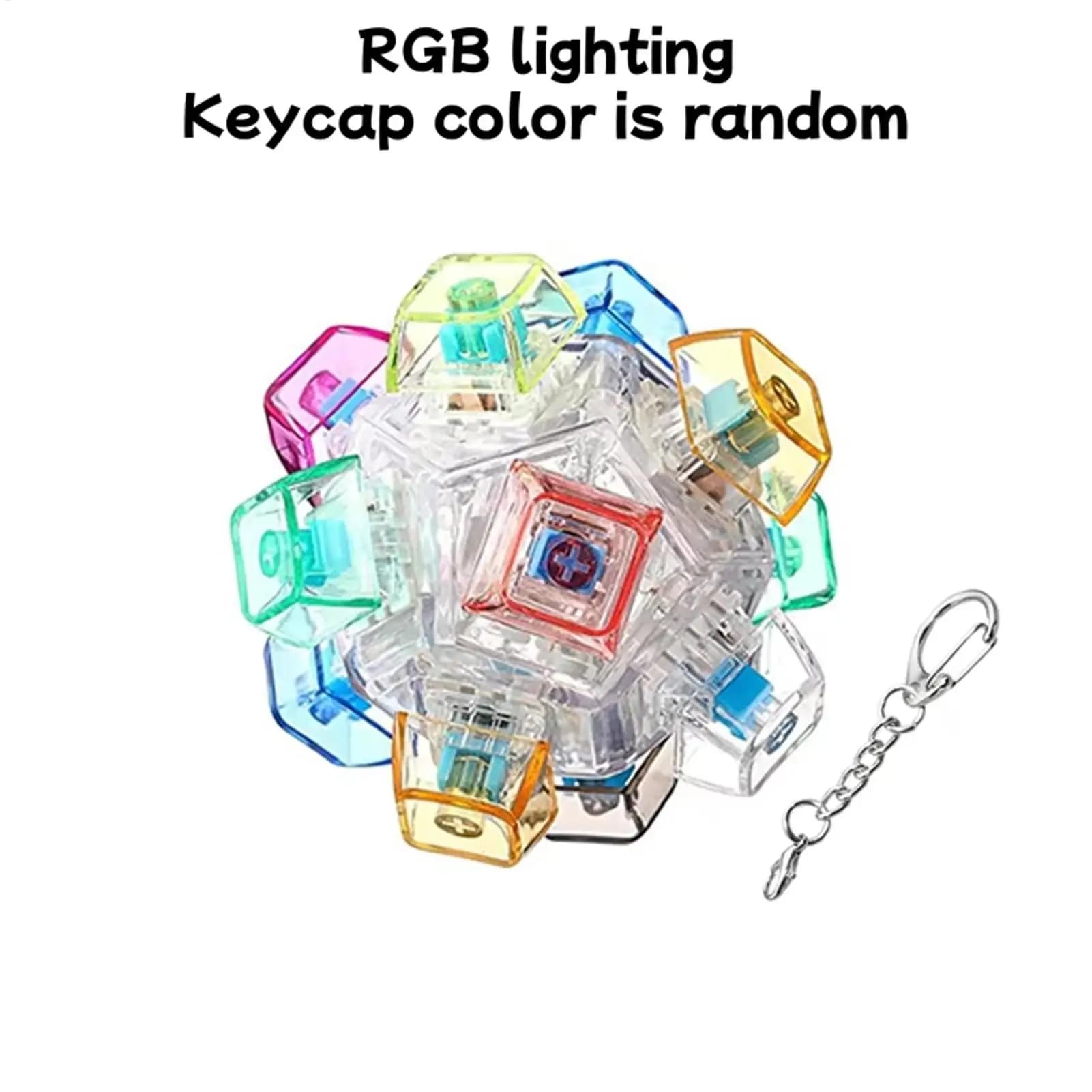 Keyboard Clicker Fidget Light Up Keychain Realistic Portable Fidget Sensory Toy for Kids Adults Cell Phone Wallet Backpack Tote