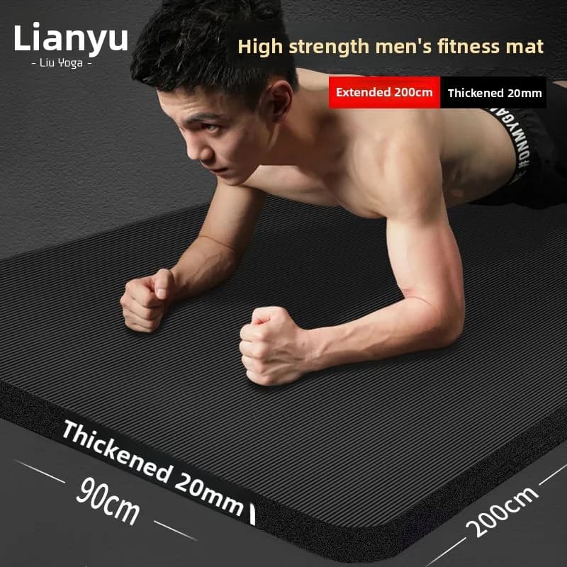 Men's Yoga Mat Thick 20mm Anti-slip for Fitness and Exercises at Home, in Natural Rubber