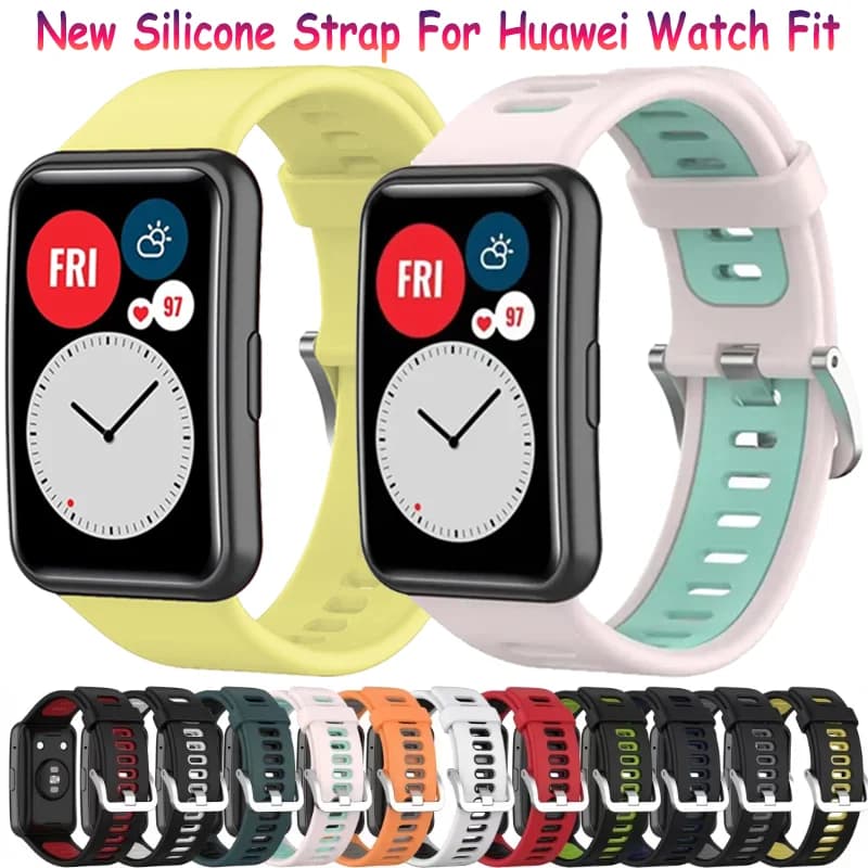 Nuovo cinturino in silicone per Huawei Watch Fit Custodia protettiva per orologio con cinturino traspirante originale Smartwatch per accessorio Huawei Watch Fit