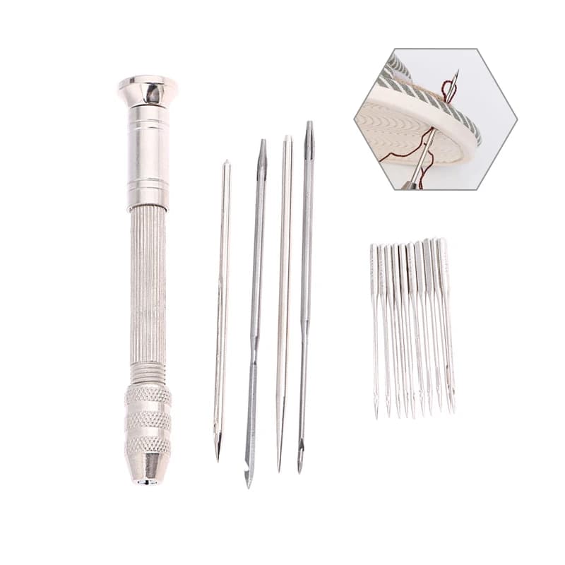Leather Sewing Needles Kit DIY Sewing Leathercraft Silver Leather Sewing Awl Punch Stitching Needles for Leather Canvas Tent