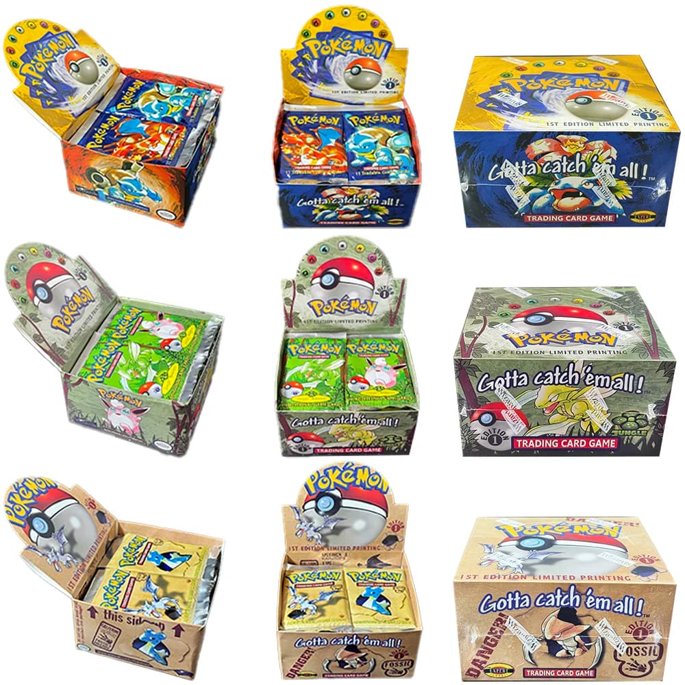 PKM Proxy Gioco Carte PTCG rare Booster Packs Base Fossil Jungle 9 sacchetti singoli 1 confezione 11 carte e Booster 3 scatole 1 scatola 36 confezioni giocattolo