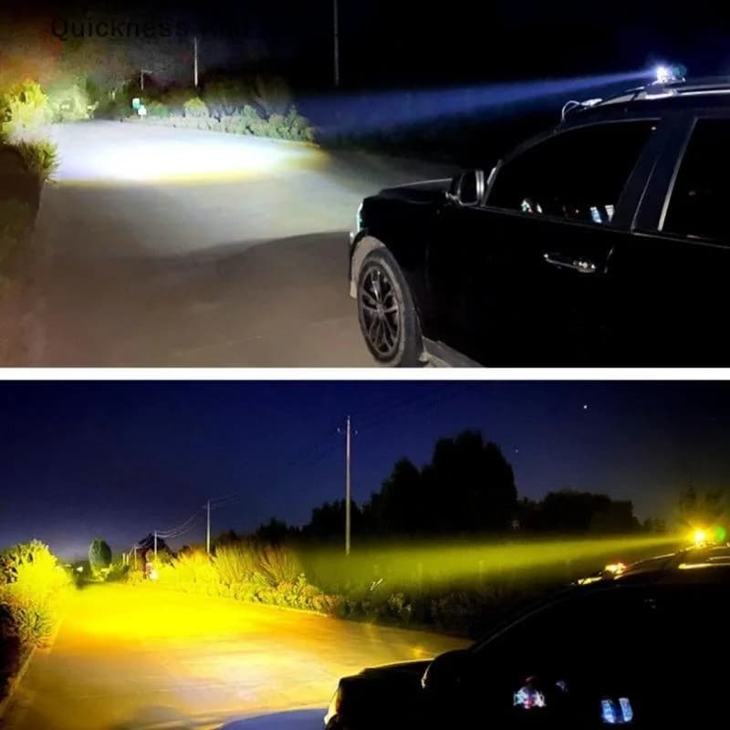 1/2PCS Faretti universali bicolore Faro LED per moto Mini luce di guida Accessori fuoristrada per rimorchio per camion per moto