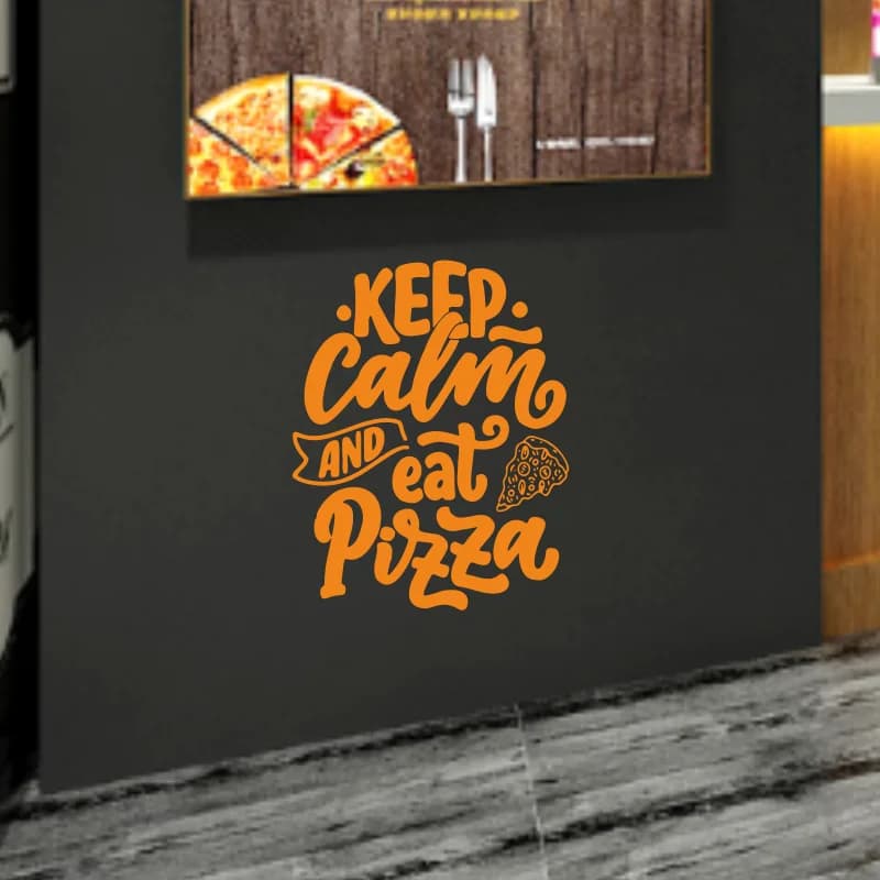 Mantieni la calma e mangia le citazioni di Pizza decalcomanie da parete murales in vinile per le decorazioni della Pizzeria Poster adesivi per ristoranti italiani #17