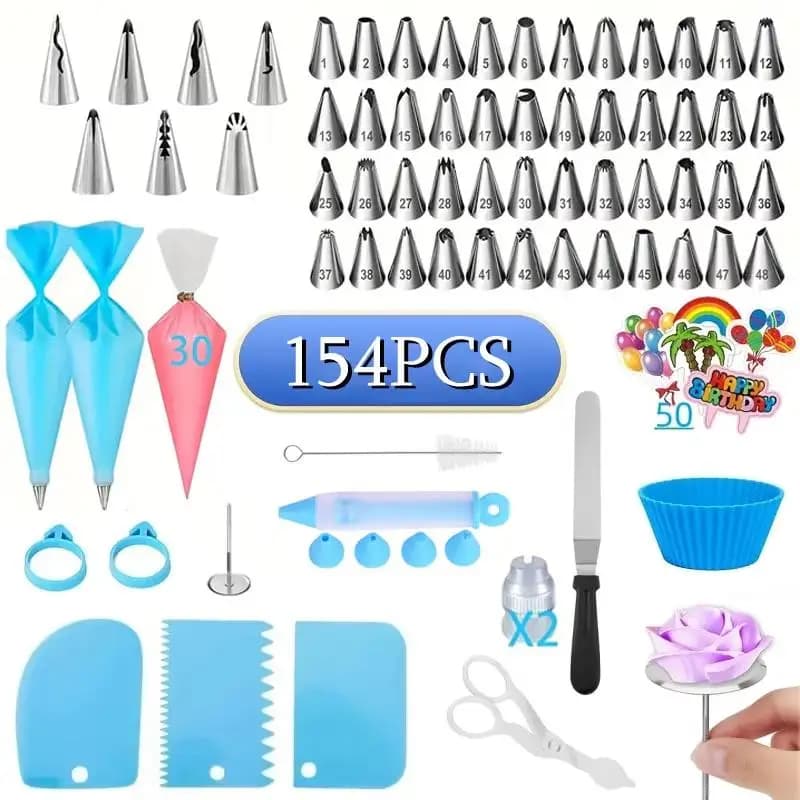 Set of 154 cake decorations, home baking decoration tool set, baking supplies