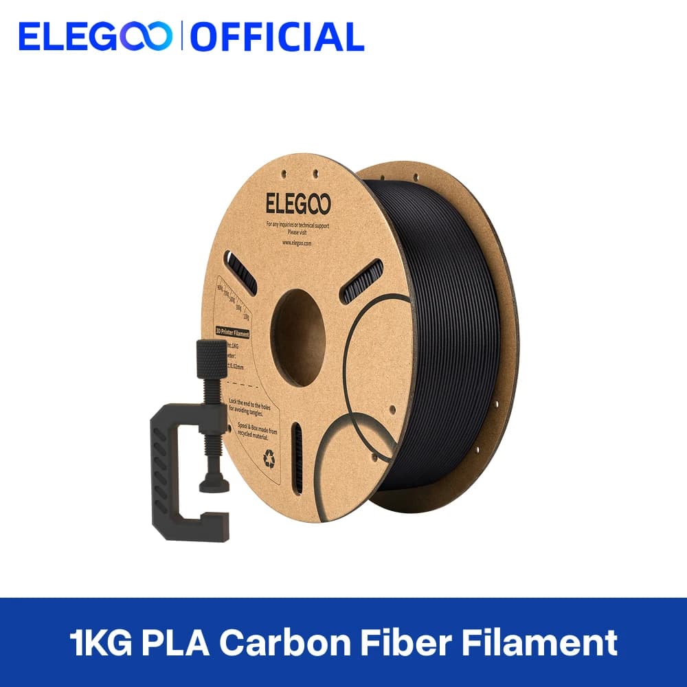 ELEGOO Carbon Fiber PLA Filament 1.75mm 2KG/4KG/5KG/10KG, PLA-CF Strong 3D Printer Filament Fits for Most FDM 3D Printers