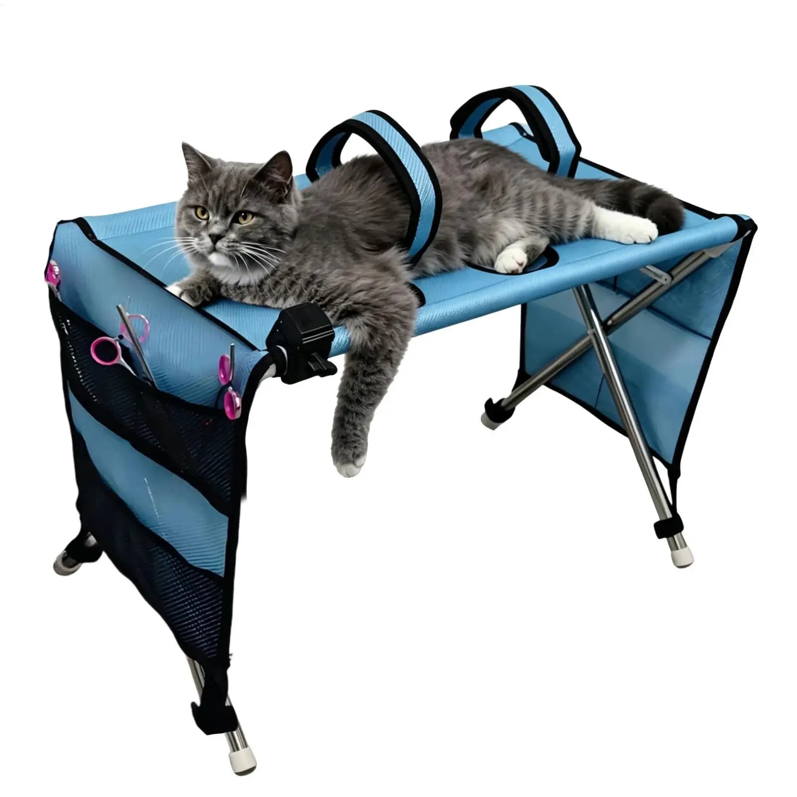 Detachable Stainless Steel Pet Grooming Hammock Anti Bite Anti Scratch Restraint Bed for Small Dogs Puppy Care Bathing Nail