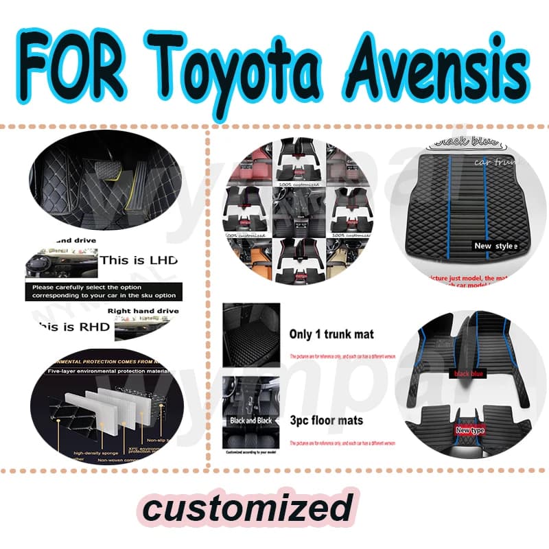 Tappetino di LUSSO Per Toyota Avensis Wagon T270 2009 ~ 2018 Tappetini per auto anti-sporco Tappetino in pelle di lusso
