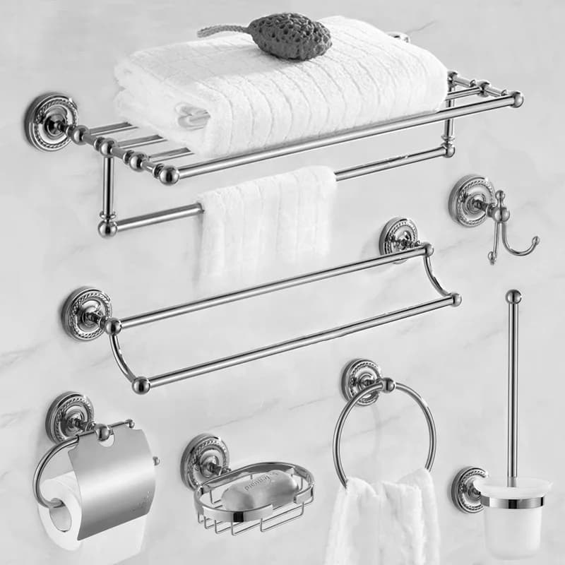 Set di portasciugamani da bagno in ottone francese, portasciugamani doppio, set di ciondoli per bagno, hardware per la casa