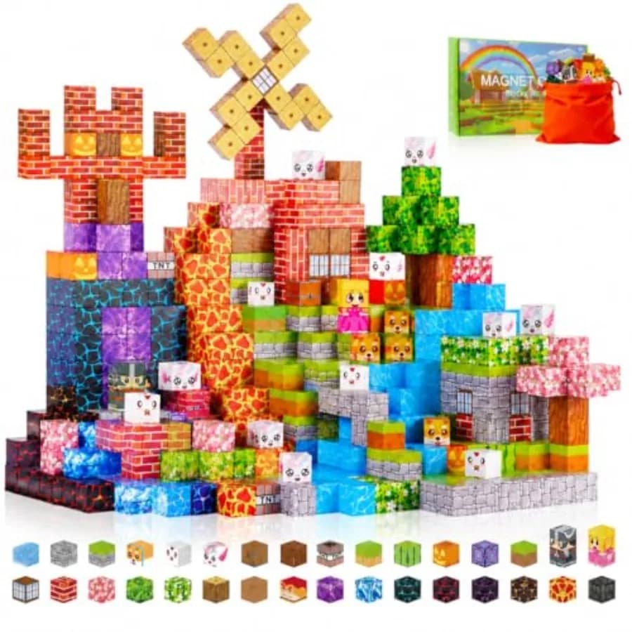 Magnetic Blocks for 3-8, STEM Building Tiles Montori Construction Toys, 150PCS 0.8in Stacking Blocks for Boys Girls, Birthday