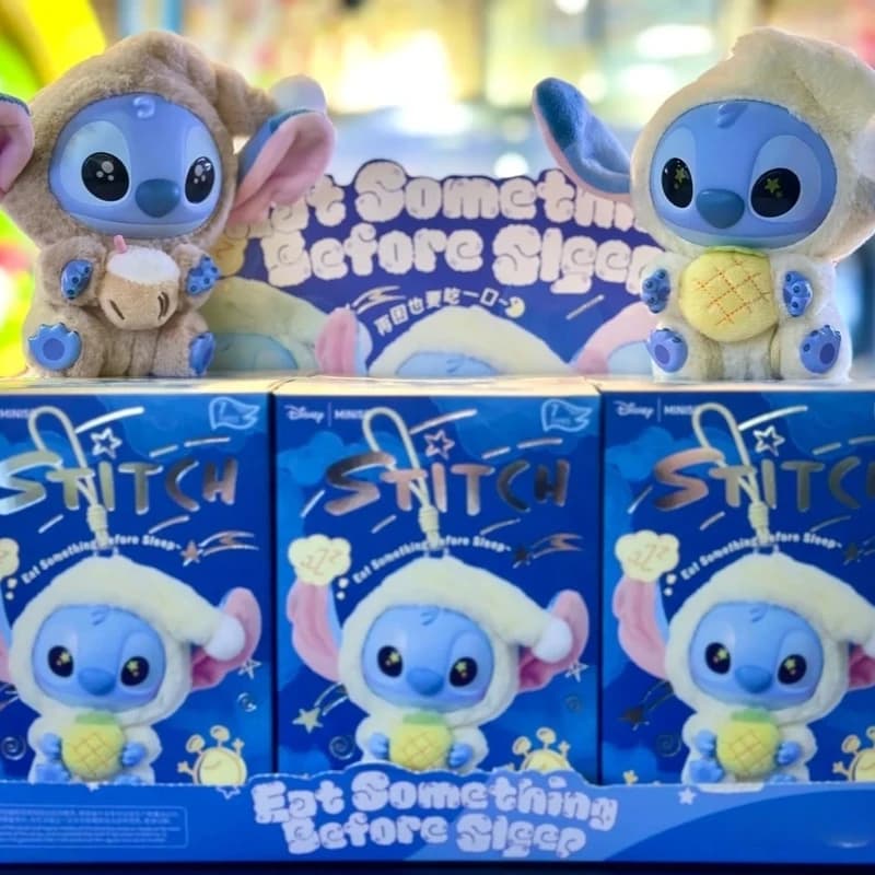 Stitch Eat Algo prima del sonno Serie Scatola cieca Peluche Giocattoli in vinile Bambola carina Replica Scatola misteriosa Borsa Ciondolo Decor Regalo