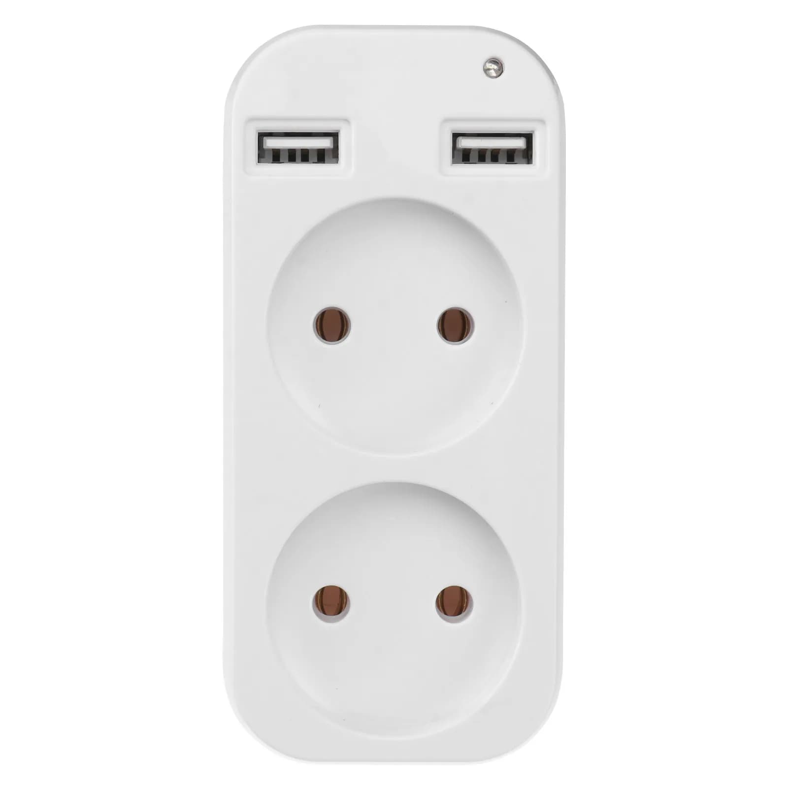Adattatore di Alimentazione Europeo con Doppia Presa e Doppia Porta USB, Caricatore da Viaggio Portatile, Pannello Presa Ignifugo, Adattatore di Conversione