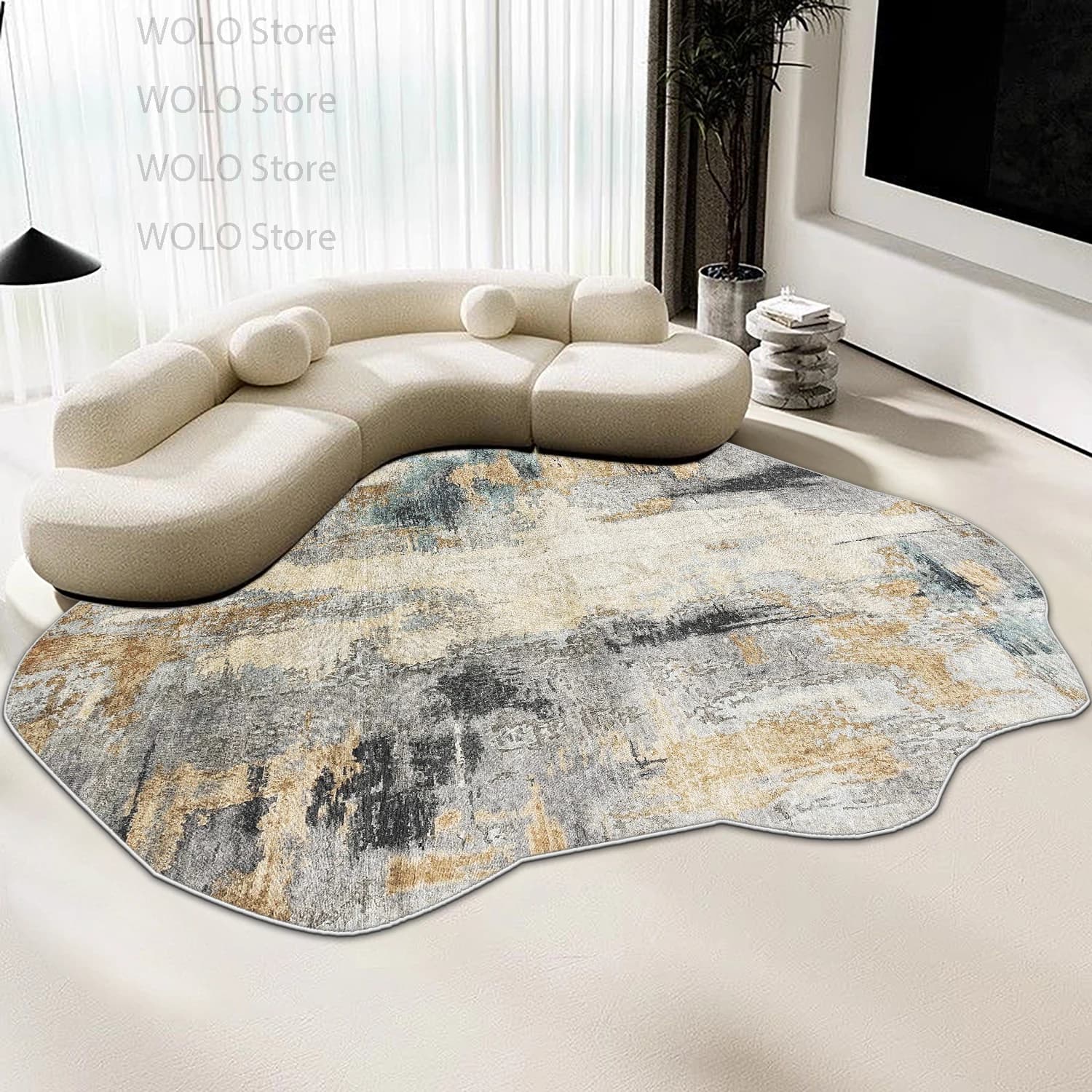 Modern Abstract Irregular Carpet for Living Room Decoration Home Machine Washable Fluffy Rugs Thickened Bedroom Soft Floor Mat
