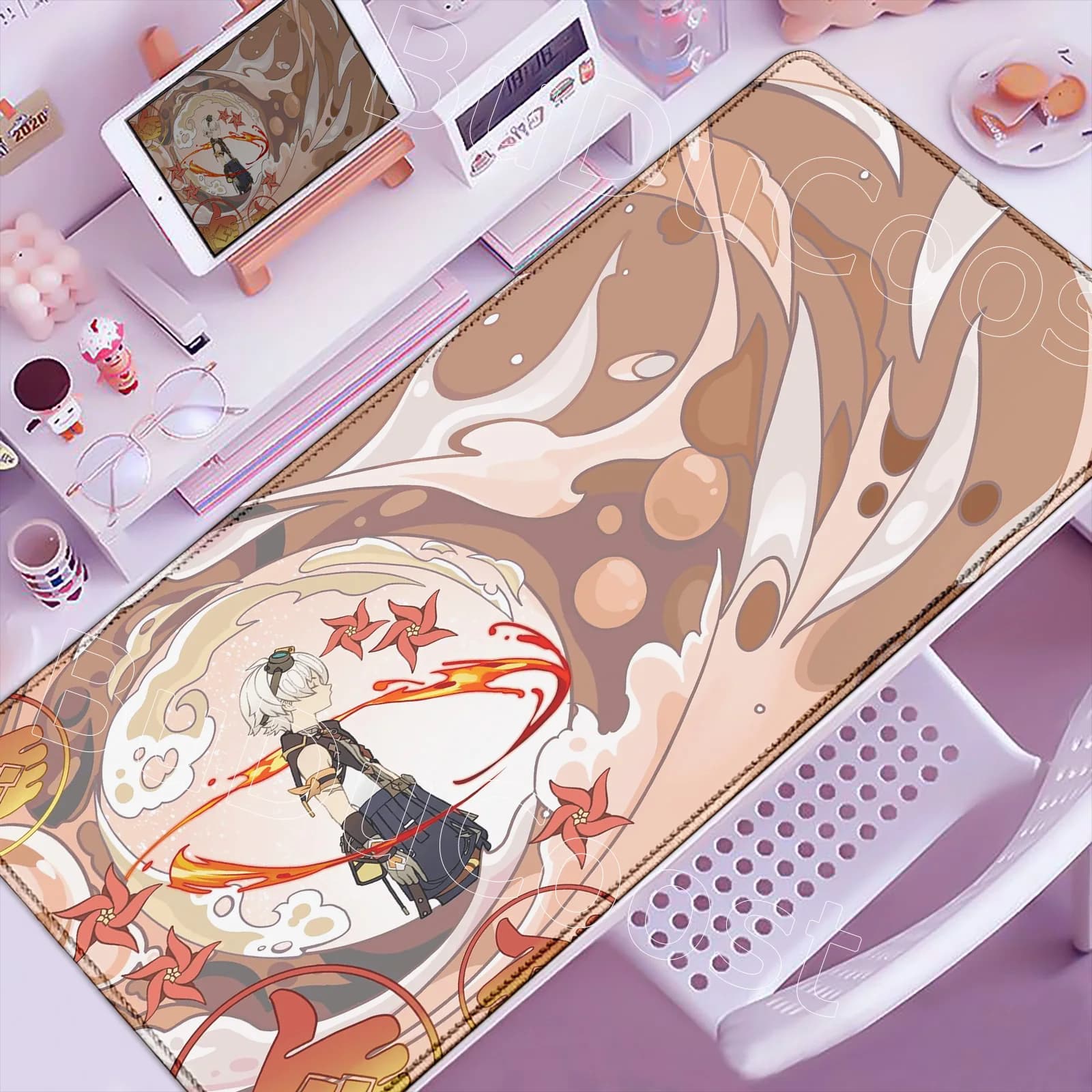 Mondstadt Genshin Impact Character Pattern Mousepad Bennett Kaeya Klee Laptop HD Game Anime Large Mouse Pad PC Keyboard Desk Mat