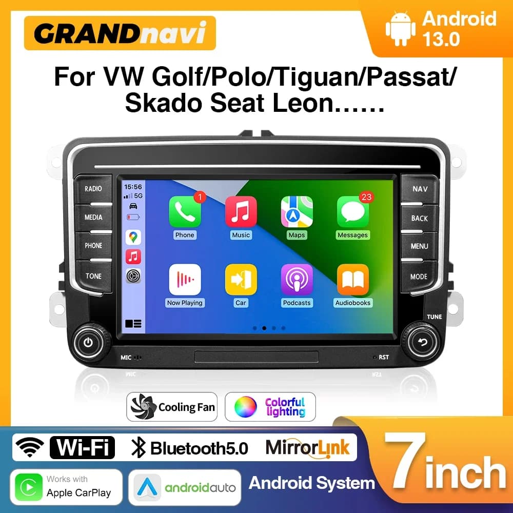 GRANDnavi 2Din Android 13 Autoradio GPS Per VW/Volkswagen Skoda Octavia golf 5 6 touran passat B6 polo Jetta 2Din Lettore Radio