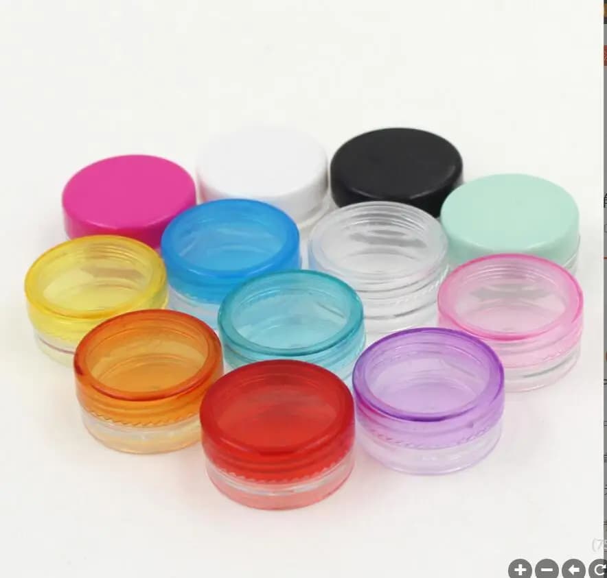 Flacone/vasetto/contenitore rotondo in plastica 2G3G/5G/10g per campioni di siero per occhi, crema, nail art, ombretto, gel, polvere, prodotti per la cura della pelle, confezione cosmetica.