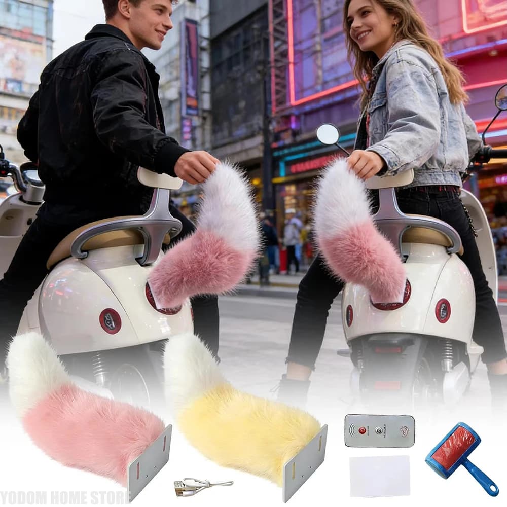 Coda di Volpe Posteriore per Moto, Decorazione Divertente Rimovibile con Telecomando, Coda Elettrica per Moto, Accessorio Ornamentale per Cosplay