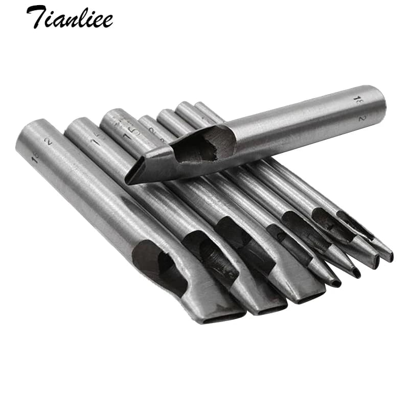 Flat Elliptical Metal Punch Circular Leather Belt Craft Hole Hollow Punch Set Professional Tools Dies Job Tools Manual Eyelet