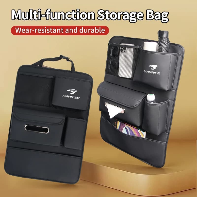 Car interior gadgets Seat Back Organizer PU Leather For Toyota Harrier Corolla Yaris Aygo Prius CHR Camry Auris Aven