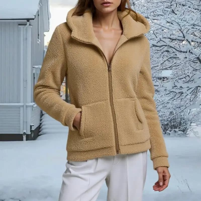 Felpa con cappuccio con cerniera in pile da donna spessa invernale calda Felpa a maniche lunghe con capispalla termica morbida