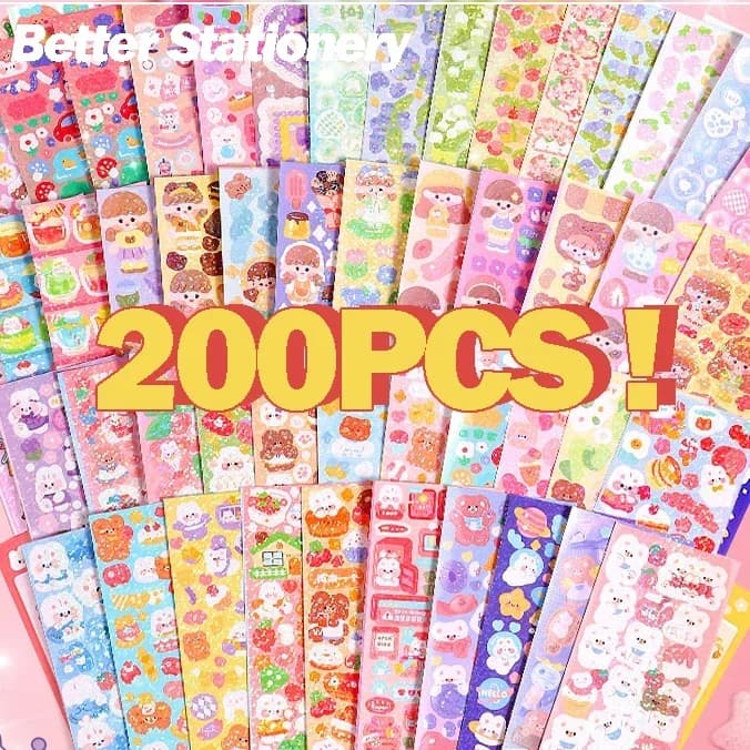20-200PCS Kawaii Stickers for Kids Cute Set Pack DIY Material Decoration Sticker Laser Laptop Scrapbook Sticker