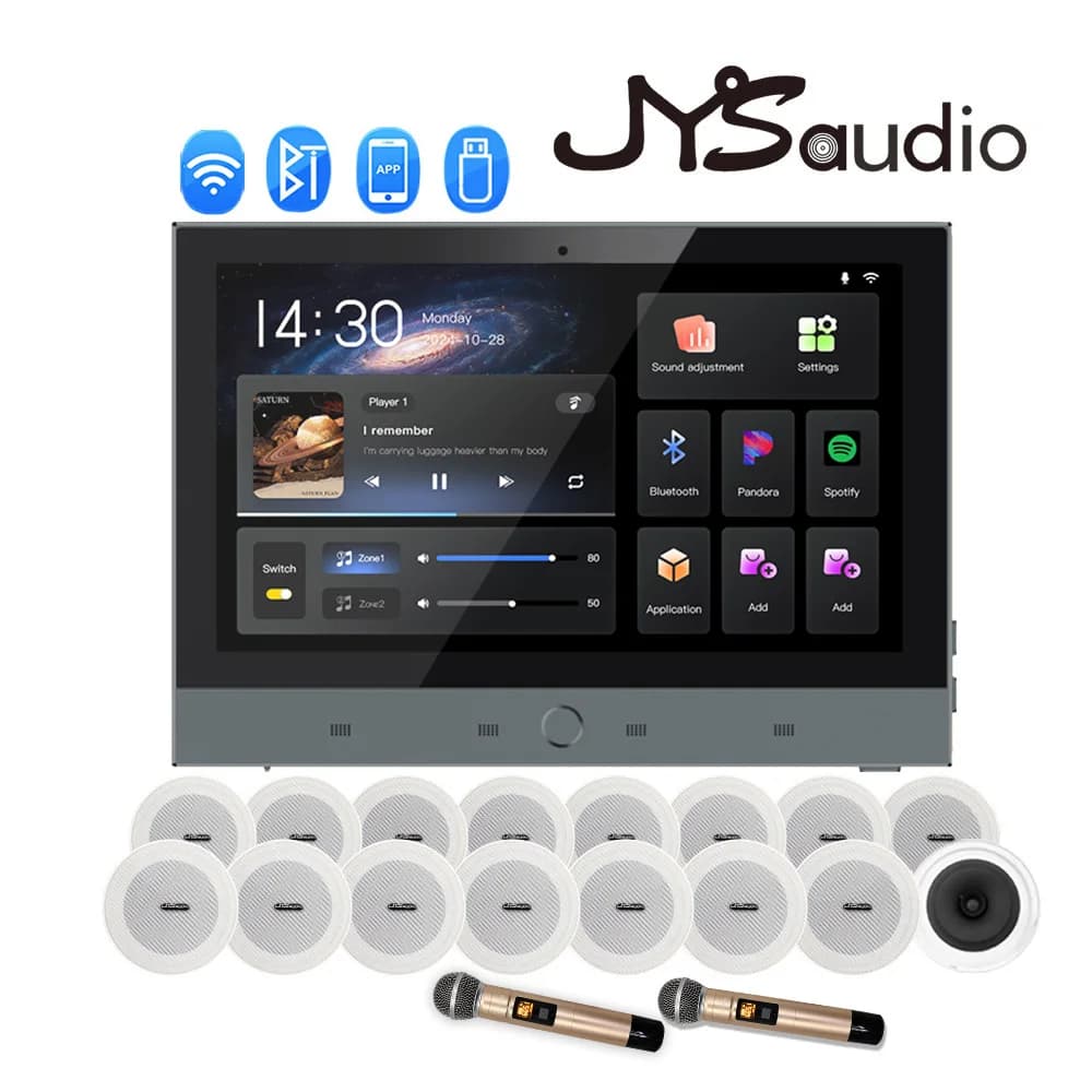 Karaoke WiFi Bluetooth 7 pollici schermo amplificatore da parete Android Amp Smart Home Theater sistema audio Mini altoparlante da soffitto residenziale
