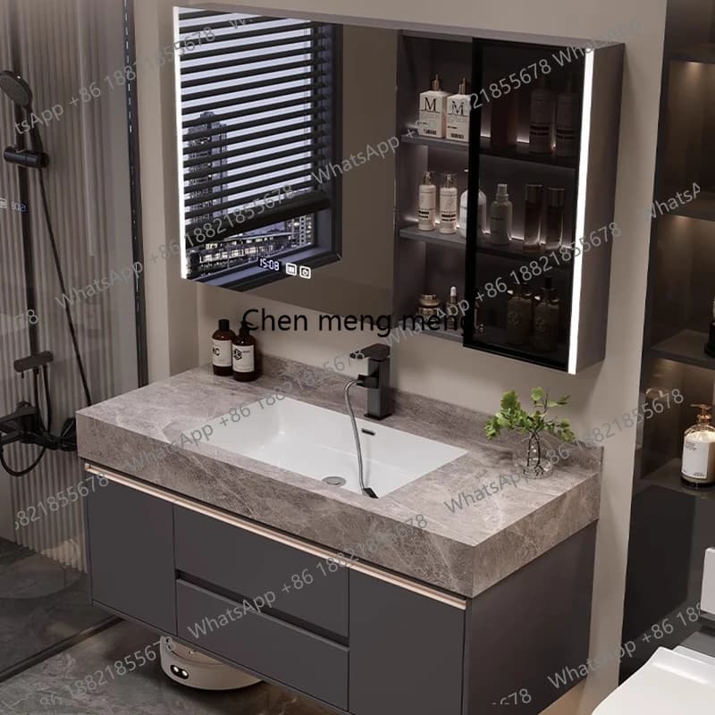 Mobili da Bagno di Lusso Leggero, Lavabo Vintage, Cassettiera, Armadietti da Bagno, Specchio, Doccia, Armadi Aperti, Arredamento per la Casa
