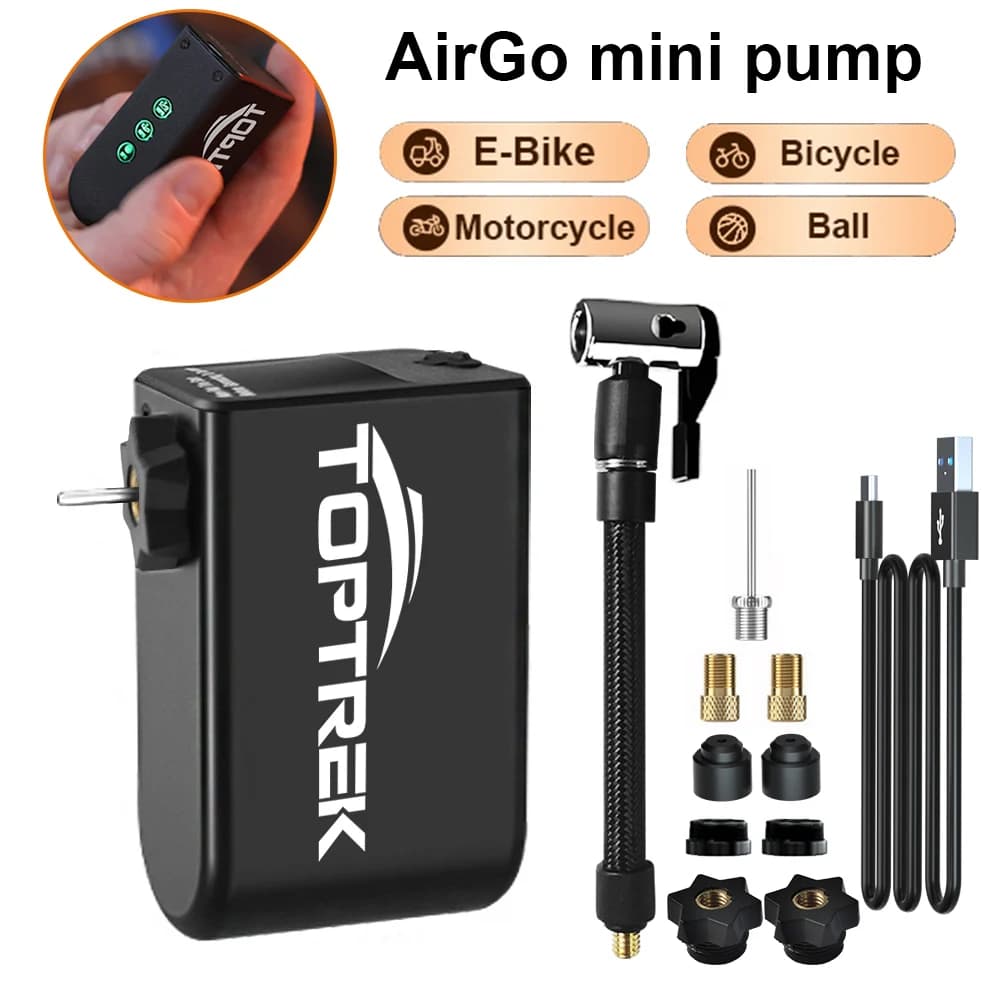 Toptrek Mini Pompa di Aria Elettrica Portatile 1260mAh 100psi Pompa per Bicicletta Gonfiatore Presta Schrader Valvola Strada MTB Bici Pompa per Moto