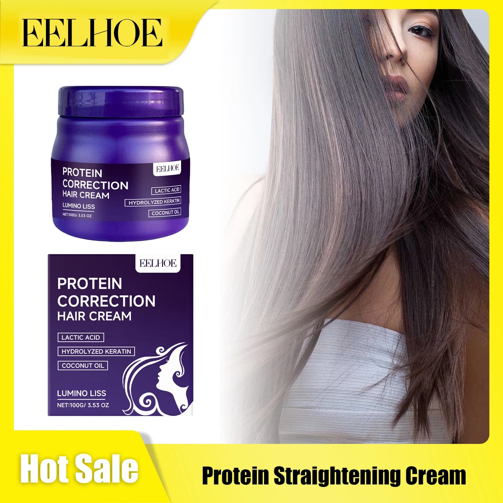 Cheratina EELHOE Smooth Cream Eliminates Crespo Repairs Damage Reduces Double Pupils Nutre Hair Reduces Falls Lenitive Cream for Soft Hair