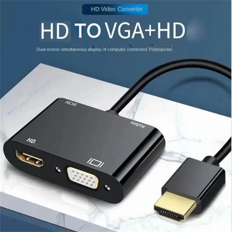 Adattatore VGA femmina compatibile con HDMI compatibile con HDMI Display a doppio schermo per proiettore TV convertitore compatibile con HDMI per Laptop