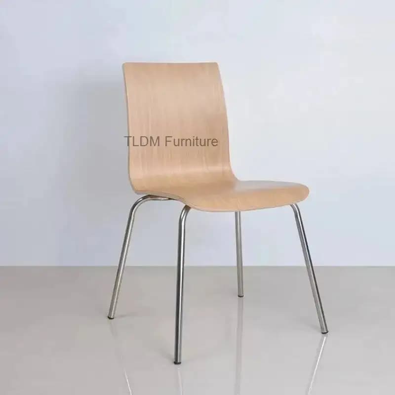 Sedia Impilabile in Legno con Gambe in Acciaio Inossidabile per Sala da Pranzo, Arredamento Nordico, Sedia da Pranzo