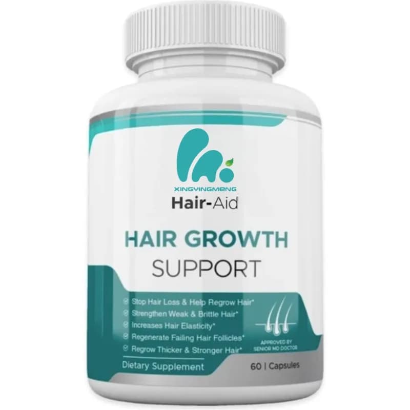 Hair growth vitamin supplement containing 60 capsules of vitamin E, raspberry ketone, iron, and saw palm