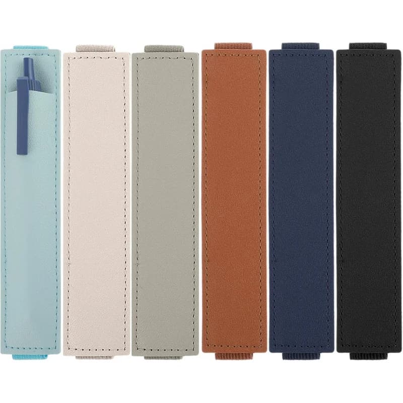 6Pcs Elastic Pen Holder PU Leather Elastic Band Pencil Pouch Sleeve for Notebook Journal School Stationery Office Supplies