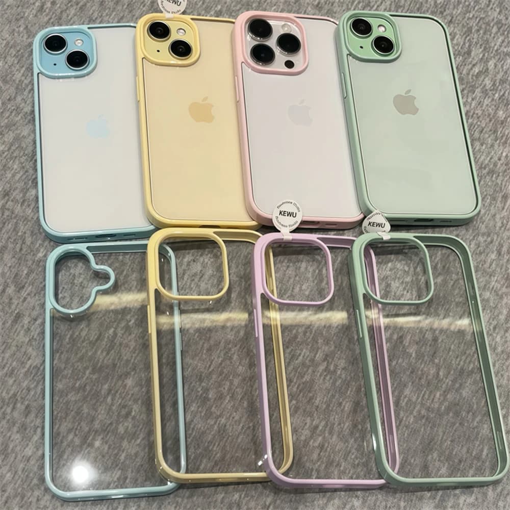 Luxury transparent caramel color case for iPhone 17 Air 16 15 14 13 12 Pro Max Plus Transparent acrylic bumper cover