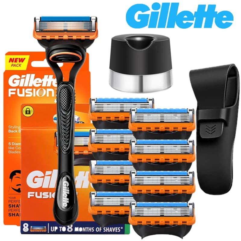 Gillette Fusion 5 Rasoio da Uomo, Set da Rasatura con 5 Lame, Testina di Rasatura Manuale di Sicurezza, Lame Anti-Frizione, Ricariche per Rasoio da Barba, Cura Personale