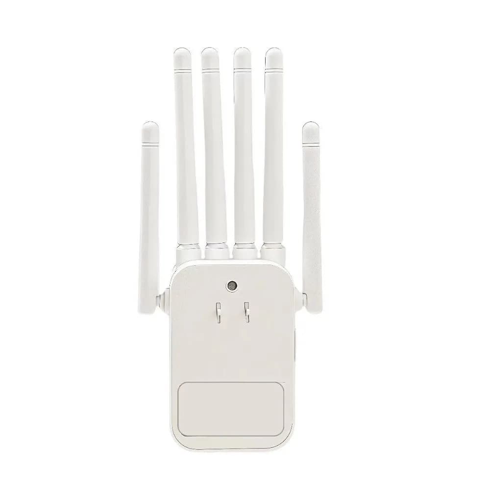 Ripetitore Wi-Fi in Plastica Dual Band 300Mbps/1200Mbps, Router Wireless con 6 Antenne, Amplificatore di Segnale 2.4G 5G a Lungo Raggio
