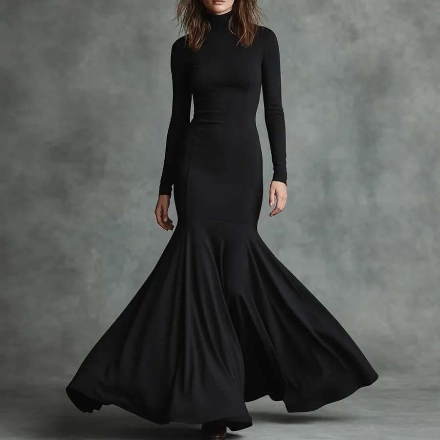 【New style】 Independence autumn and winter new style European American and British style high-end new fishtail dress