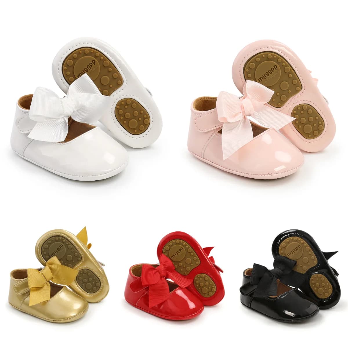 Meckior Scarpe da bambino Bowknot Suola in gomma Pantofole da balletto antiscivolo in PU Scarpe eleganti da bambina Scarpe da culla per primo camminatore